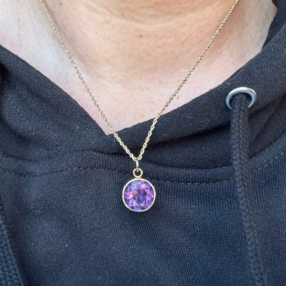 14k Gold Bezel set Amethyst Pendant